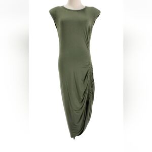 Veronica Beard Jeans  Ruched Cap Sleeve Midi Dress Size M in Army Green